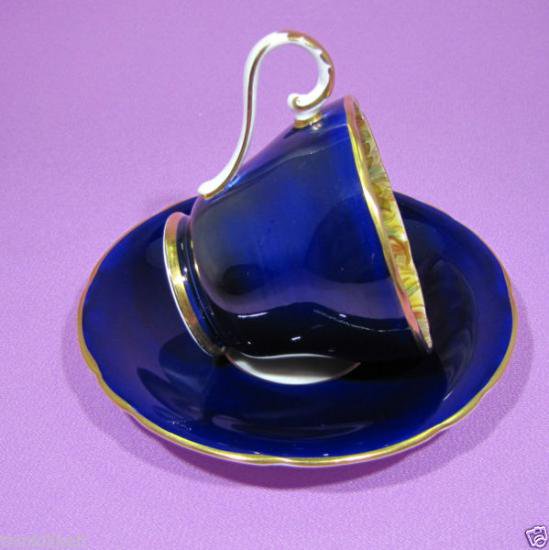 ０１９　エインズレイ　デミタスカップ&ソーサー(コバルトブルー＆ゴールド)