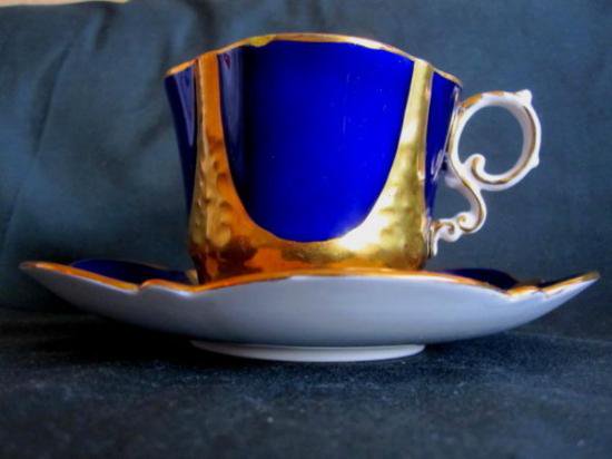 ０４０　エインズレイ　カップ&ソーサー(コバルトブルー＆ゴールド)