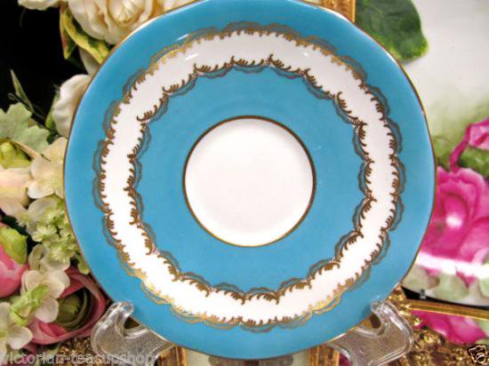 ０４８　エインズレイ　ティーカップ&ソーサー(ブルー＆ゴールド)