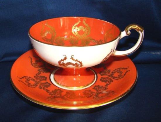 ０６１　エインズレイ　カップ＆ソーサー　果樹園　（オレンジ＆ゴールド）