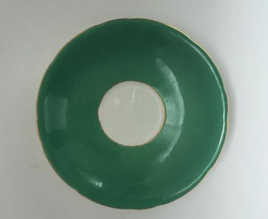 ０７２　エンズレイ　カップ＆ソーサー　（ミントグリーン）ティースプーン付