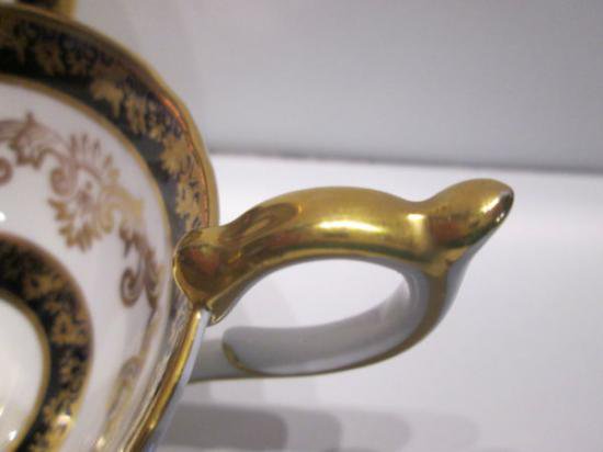 ０７５　エンズレイ　カップ＆ソーサー　（コバルトブルー＆ゴールド）