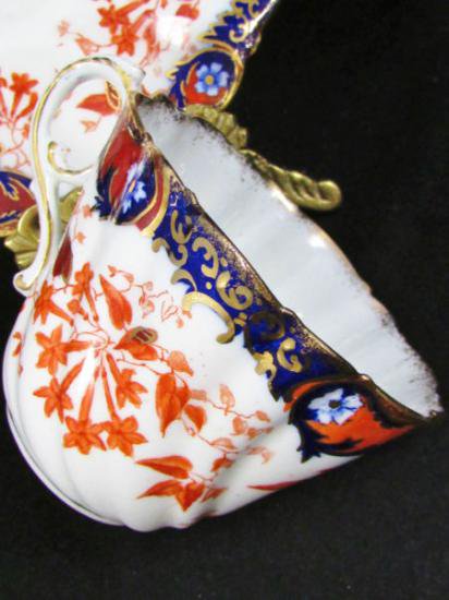 ０８０　エインズレイ　カップ＆ソーサー　伊万里色絵　ハニー・サックル（ゴールド＆コバルトブルー）