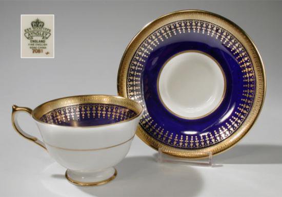 ０９７　エンズレイ　カップ＆ソーサー　（コバルトブルー＆ゴールド）