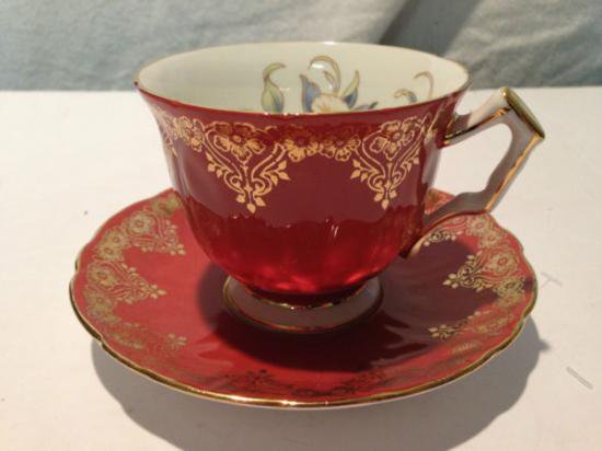 ０９９　エインズレイ　カップ＆ソーサー　フラワー（オレンジ＆ゴールド）