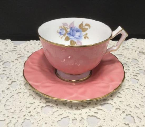 １０１　エンズレイ　カップ＆ソーサー　ブルーローズモチーフ　（ピンク）