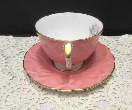 １０１　エンズレイ　カップ＆ソーサー　ブルーローズモチーフ　（ピンク）