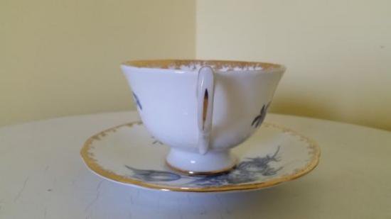 １１４　エインズレイ　カップ＆ソーサー　ブルーフローラル＆ゴールドギルト