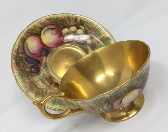 １２０　エインズレイ　カップ＆ソーサー　果樹園　オーチャードゴールド　1930年代製