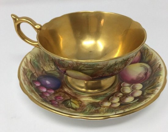 １２０　エインズレイ　カップ＆ソーサー　果樹園　オーチャードゴールド　1930年代製