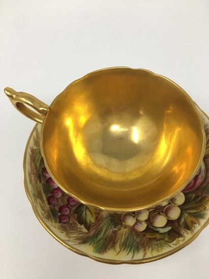 １２０　エインズレイ　カップ＆ソーサー　果樹園　オーチャードゴールド　1930年代製