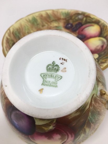 １２０　エインズレイ　カップ＆ソーサー　果樹園　オーチャードゴールド　1930年代製