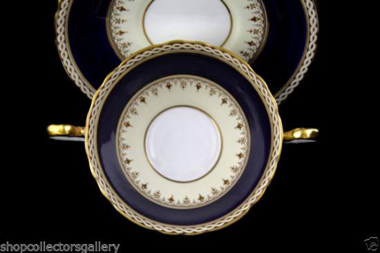 １３７　エンズレイ　コバルトのスープカップ/ボウル＆ソーサー