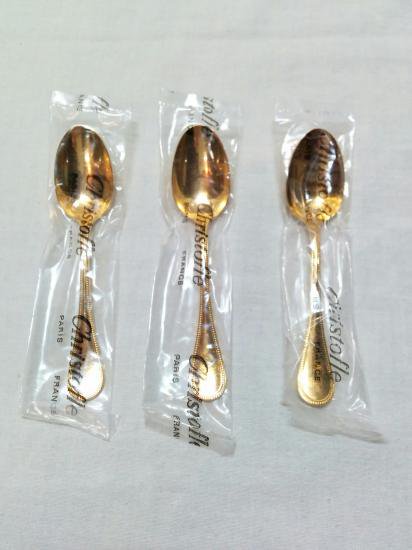 ０６６　クリストフル ゴールド パール スプーン ３本セットChristofle