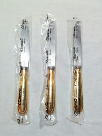 ０６７　クリストフル ゴールド パール ナイフ ３本セットChristofle