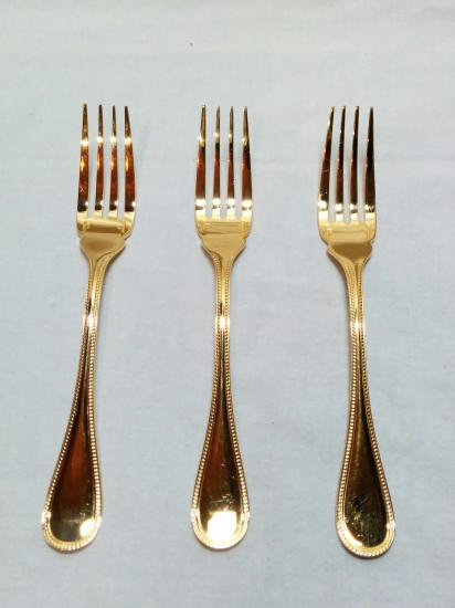 ０６９　クリストフル ゴールド パール フォーク ３本セット　17.5cm