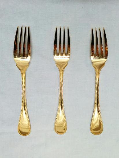 ０６９　クリストフル ゴールド パール フォーク ３本セット　17.5cm