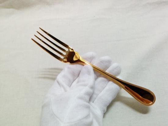 ０６９　クリストフル ゴールド パール フォーク ３本セット　17.5cm