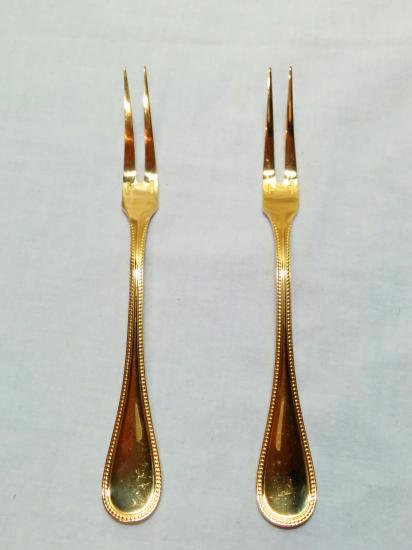 ０７０　クリストフル ゴールド パール フォーク ２本セット 17.3cm