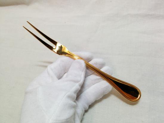０７０　クリストフル ゴールド パール フォーク ２本セット 17.3cm