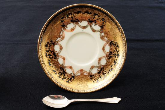 ００２　オールドノリタケ・金盛藍線帯華装飾紋　キャビネットカップ