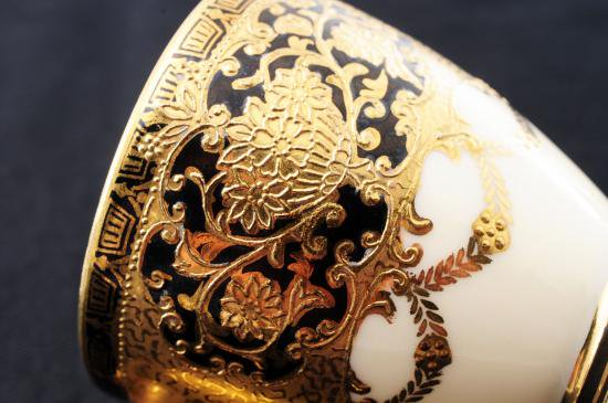 ００２　オールドノリタケ・金盛藍線帯華装飾紋　キャビネットカップ