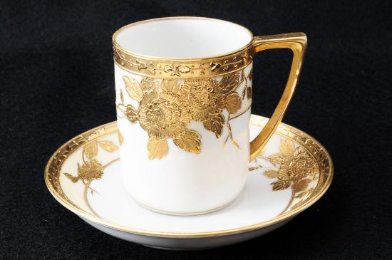 ００３　オールドノリタケ・金盛桜帯華装飾紋　キャビネットカップ