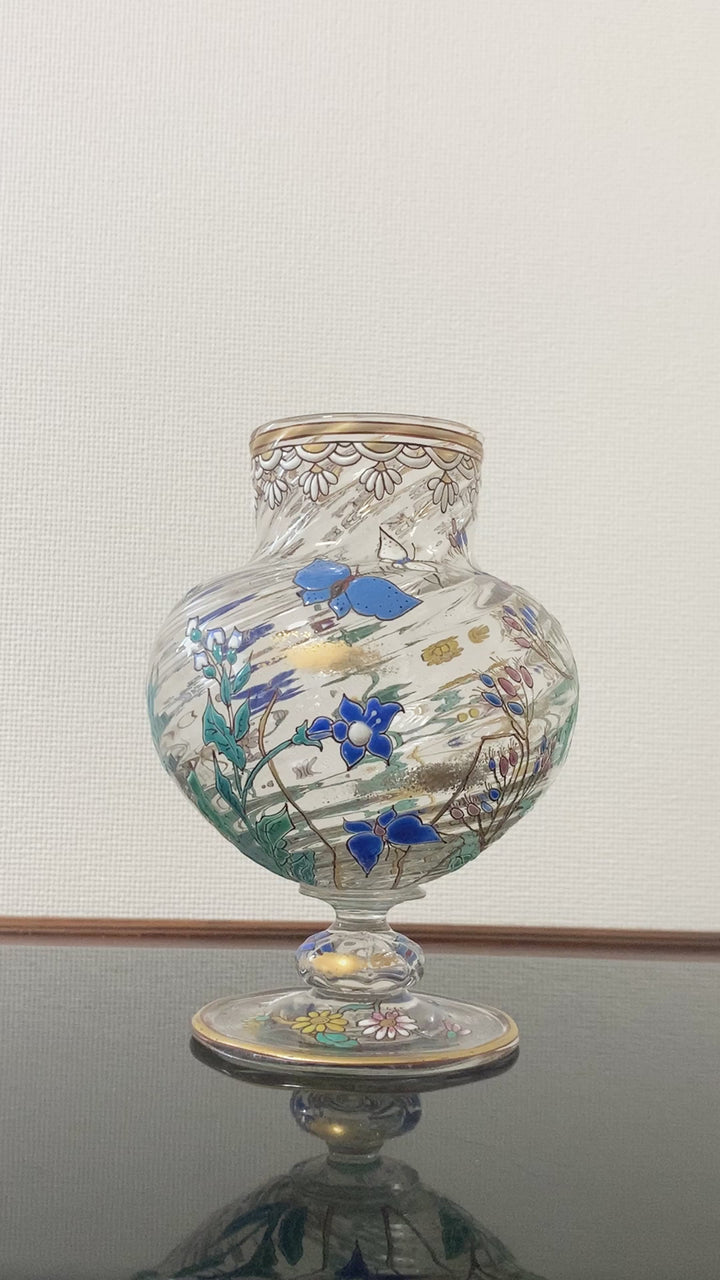 エミールガレ　初期作品　蝶々と花紋花瓶