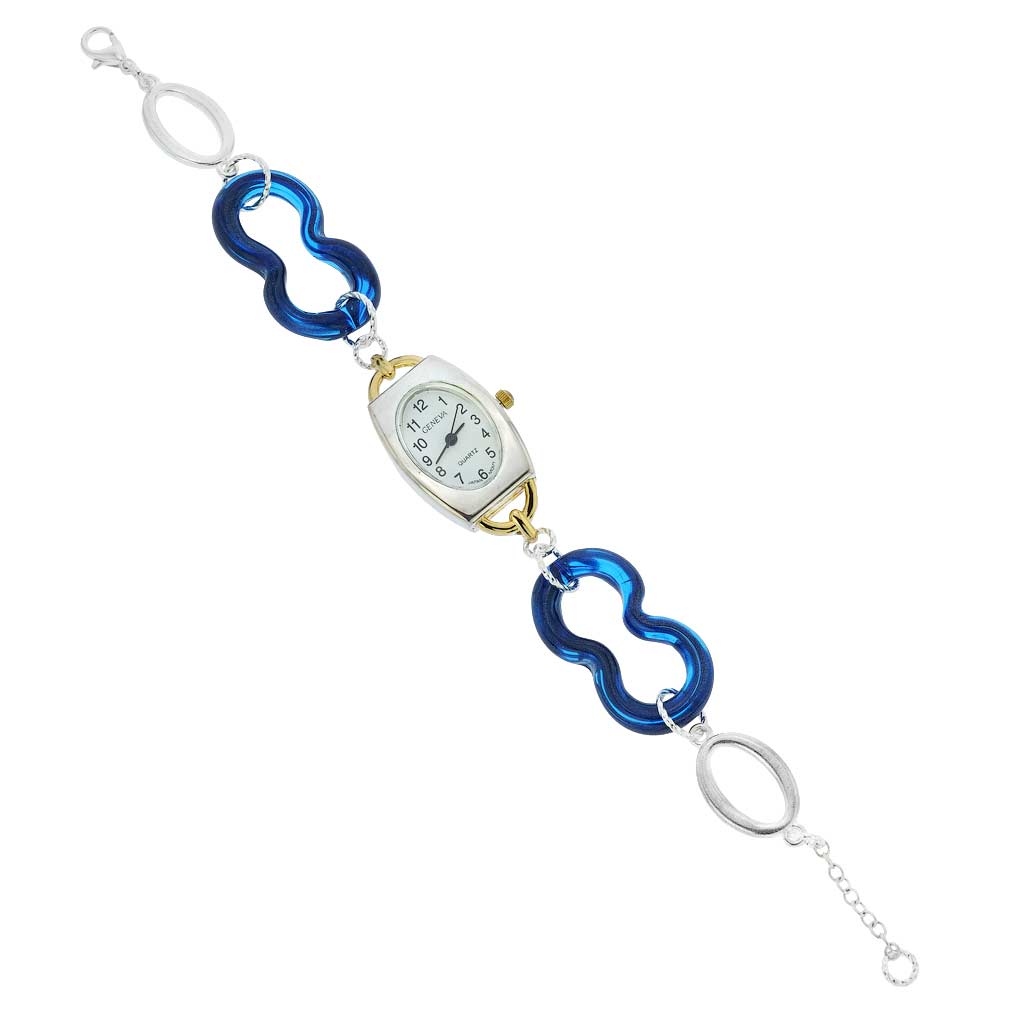 イタリア製 ベネチアングラス（ヴェネチア、ムラノガラス）アヴェンチュリン腕時計　レザーバンド