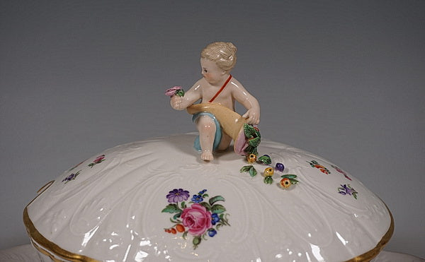 マイセン(Meissen)　テリーヌ　花・プット（天使）　1級品　1860-1870