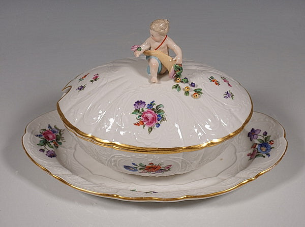 マイセン(Meissen)　テリーヌ　花・プット（天使）　1級品　1860-1870