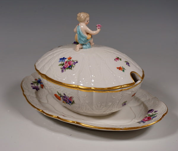 マイセン(Meissen)　テリーヌ　花・プット（天使）　1級品　1860-1870