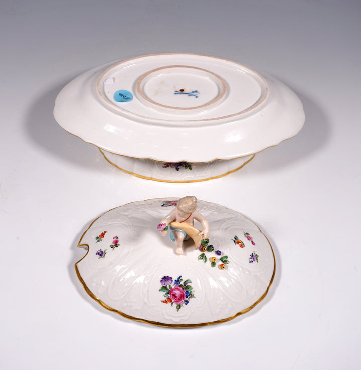 マイセン(Meissen)　テリーヌ　花・プット（天使）　1級品　1860-1870