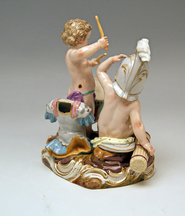マイセン人形(MEISSEN)「ドラムを持つ二人の天使(ケルビム)」