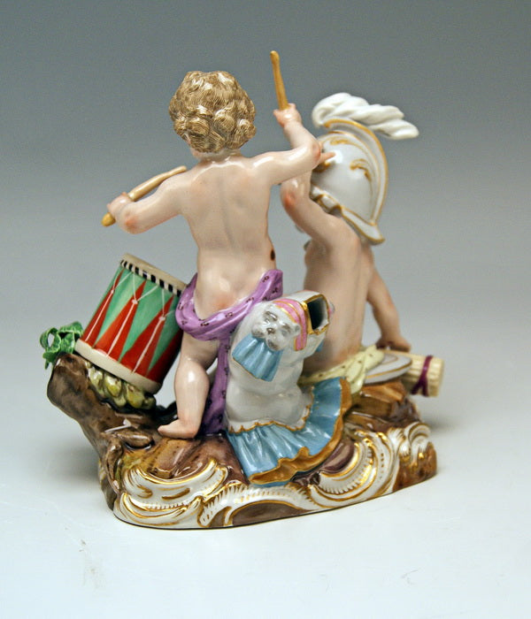 マイセン人形(MEISSEN)「ドラムを持つ二人の天使(ケルビム)」