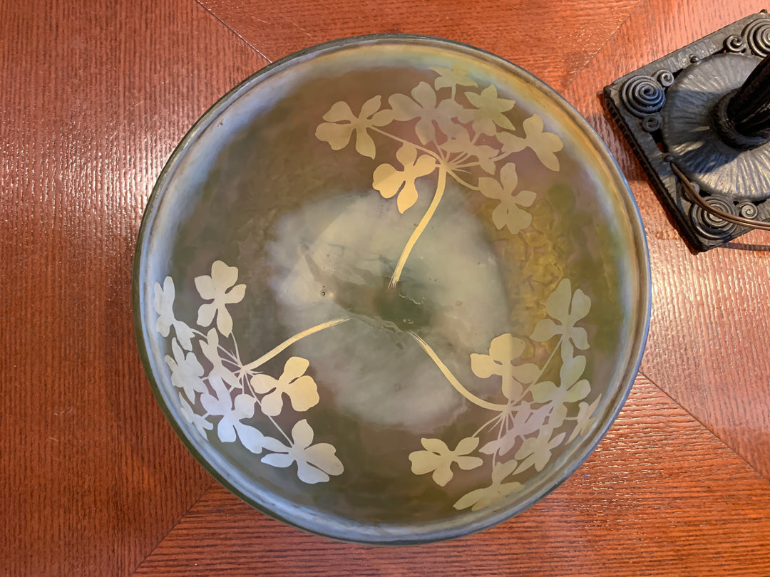 エミールガレ　シュガーパインの葉のアンティークテーブルランプ（アールヌーボー時代）