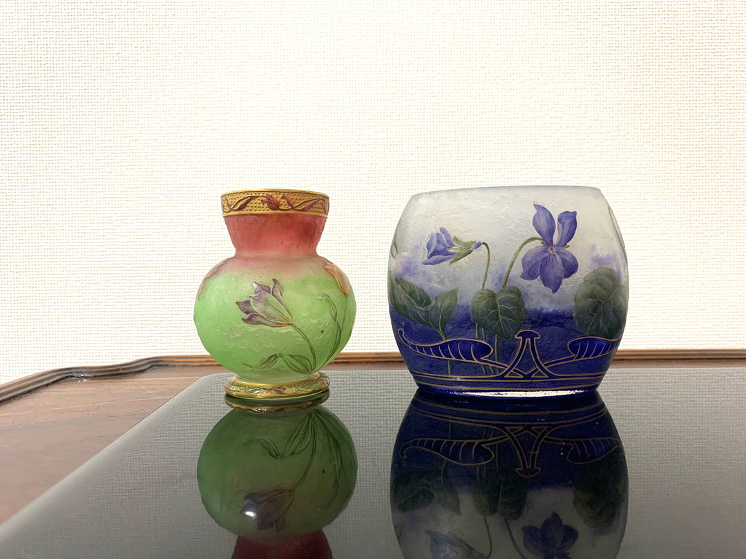 ドーム兄弟（ドームナンシー）スミレの花の金彩ラインの花瓶