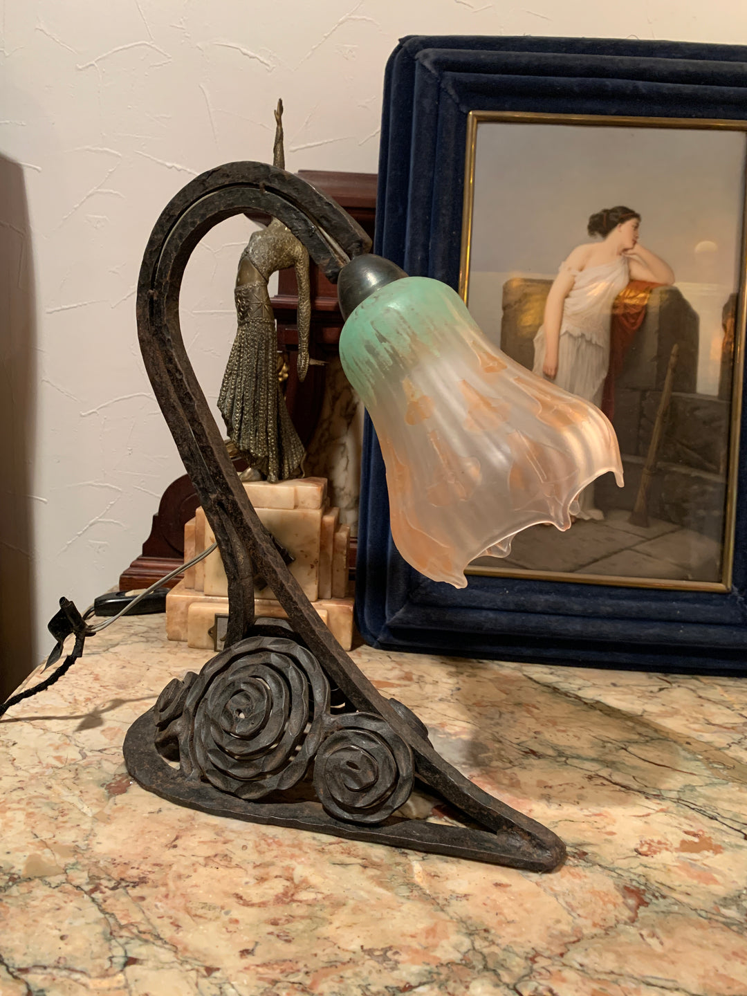 ドーム兄弟（ドームナンシー）アールデコ様式花紋テーブルランプ