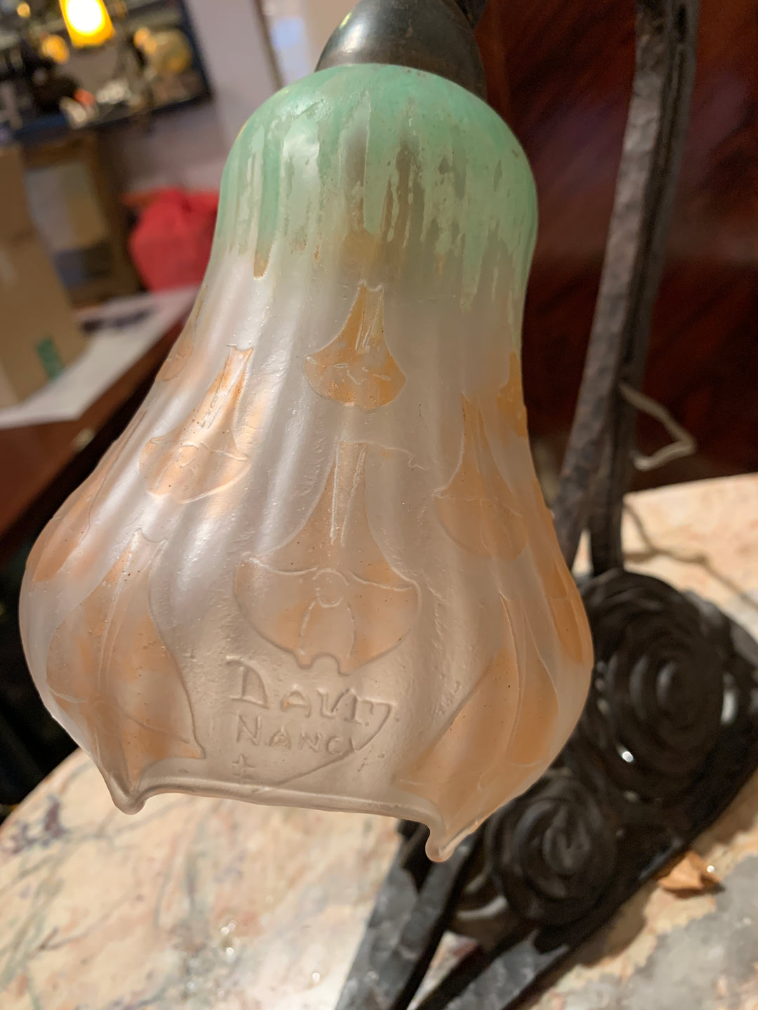 ドーム兄弟（ドームナンシー）アールデコ様式花紋テーブルランプ