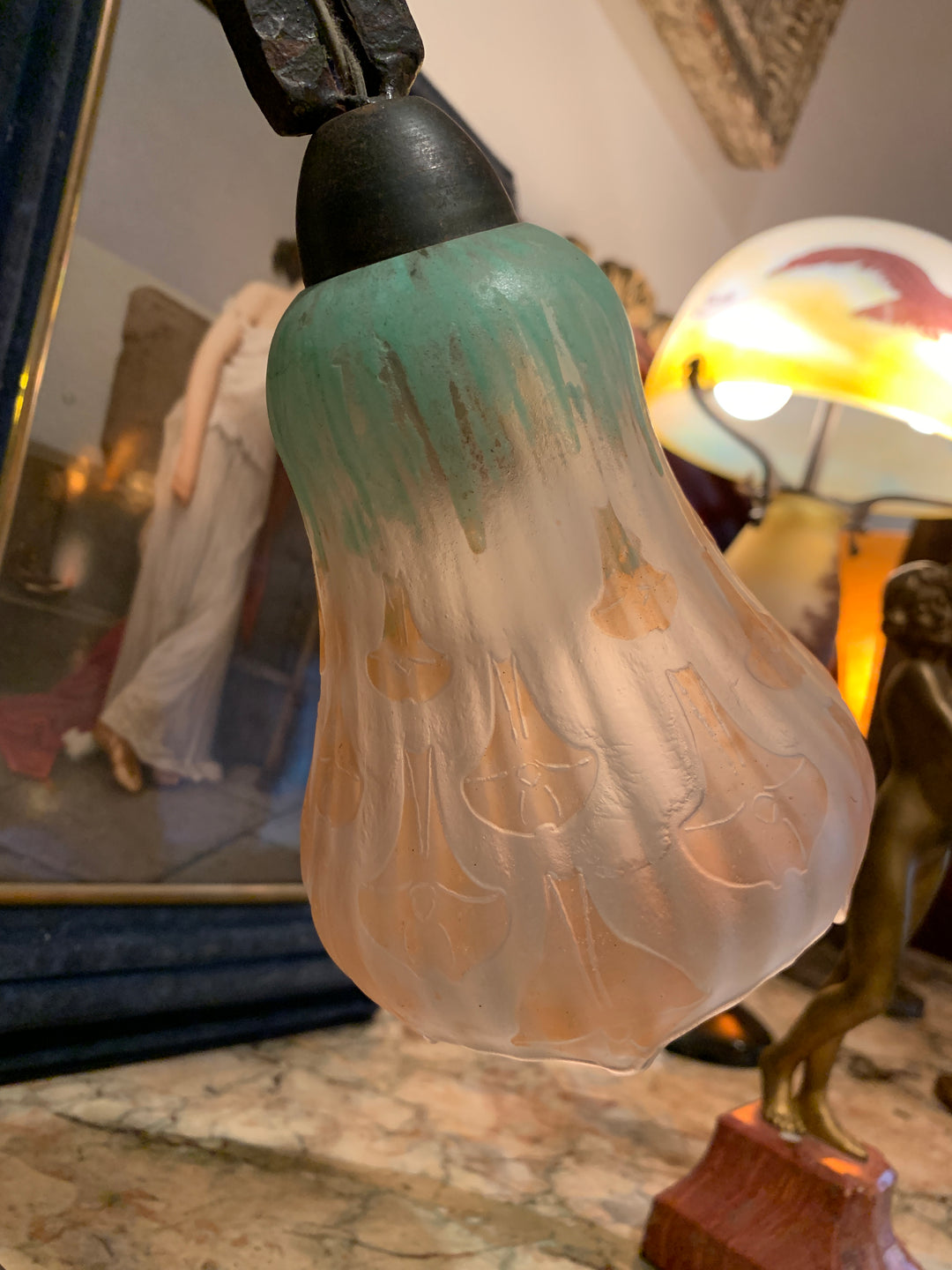 ドーム兄弟（ドームナンシー）アールデコ様式花紋テーブルランプ