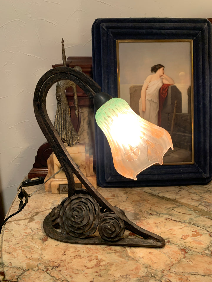 ドーム兄弟（ドームナンシー）アールデコ様式花紋テーブルランプ