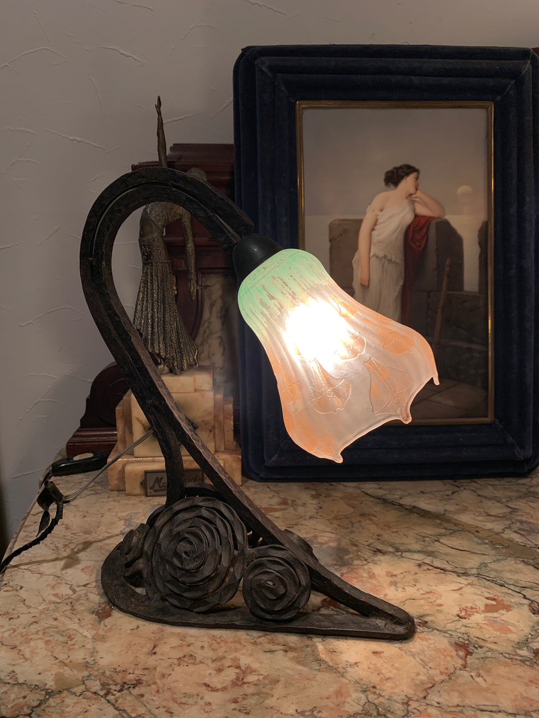 ドーム兄弟（ドームナンシー）アールデコ様式花紋テーブルランプ