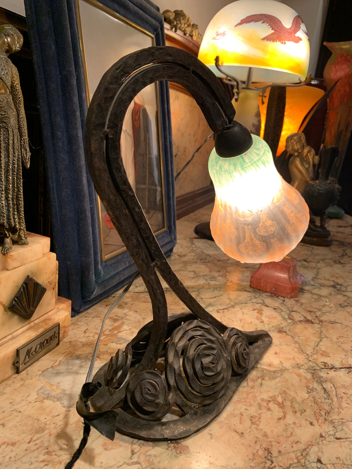 ドーム兄弟（ドームナンシー）アールデコ様式花紋テーブルランプ