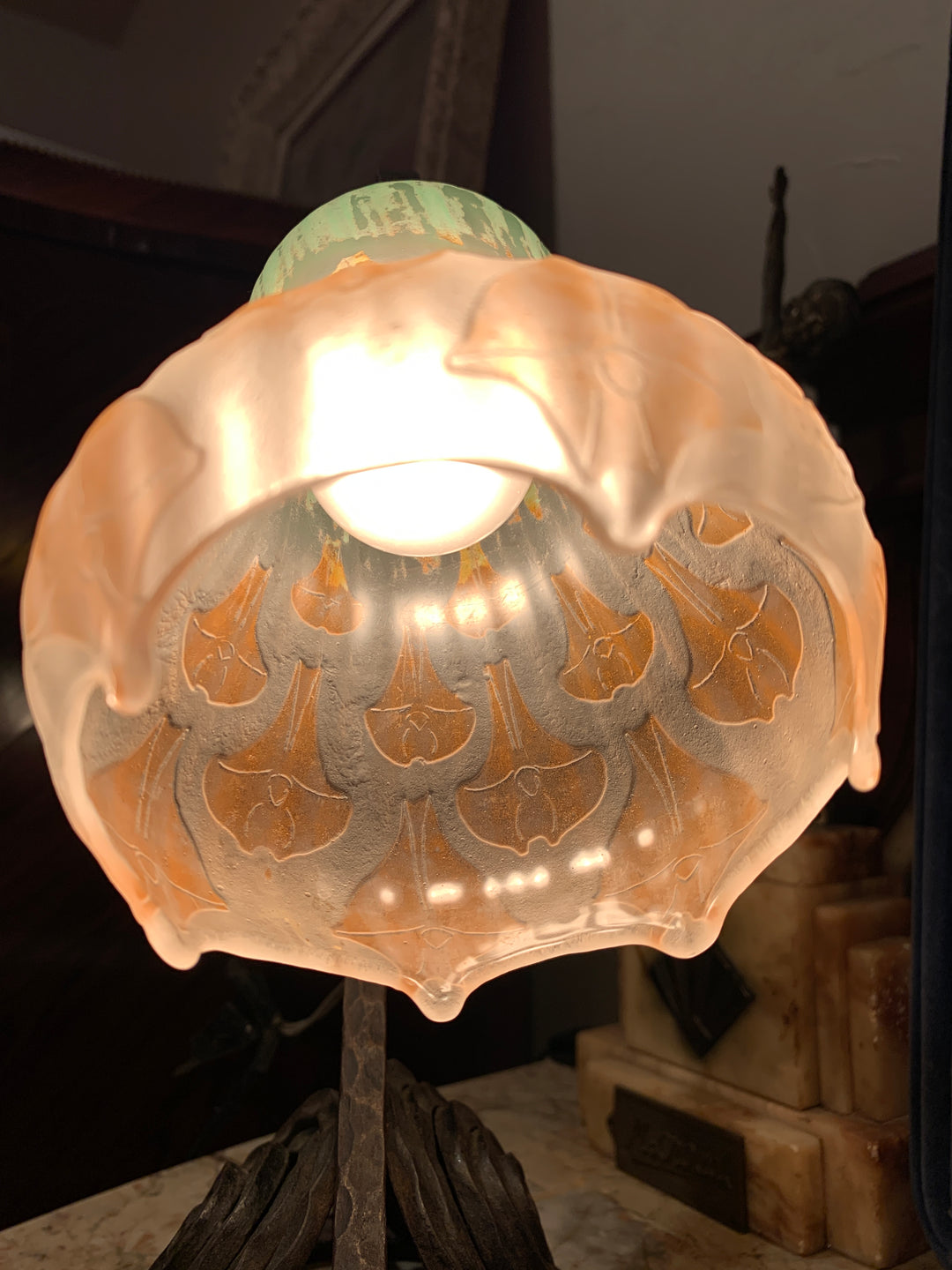 ドーム兄弟（ドームナンシー）アールデコ様式花紋テーブルランプ