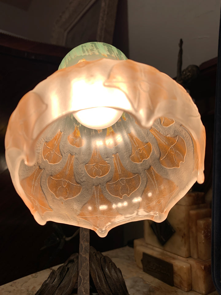 ドーム兄弟（ドームナンシー）アールデコ様式花紋テーブルランプ