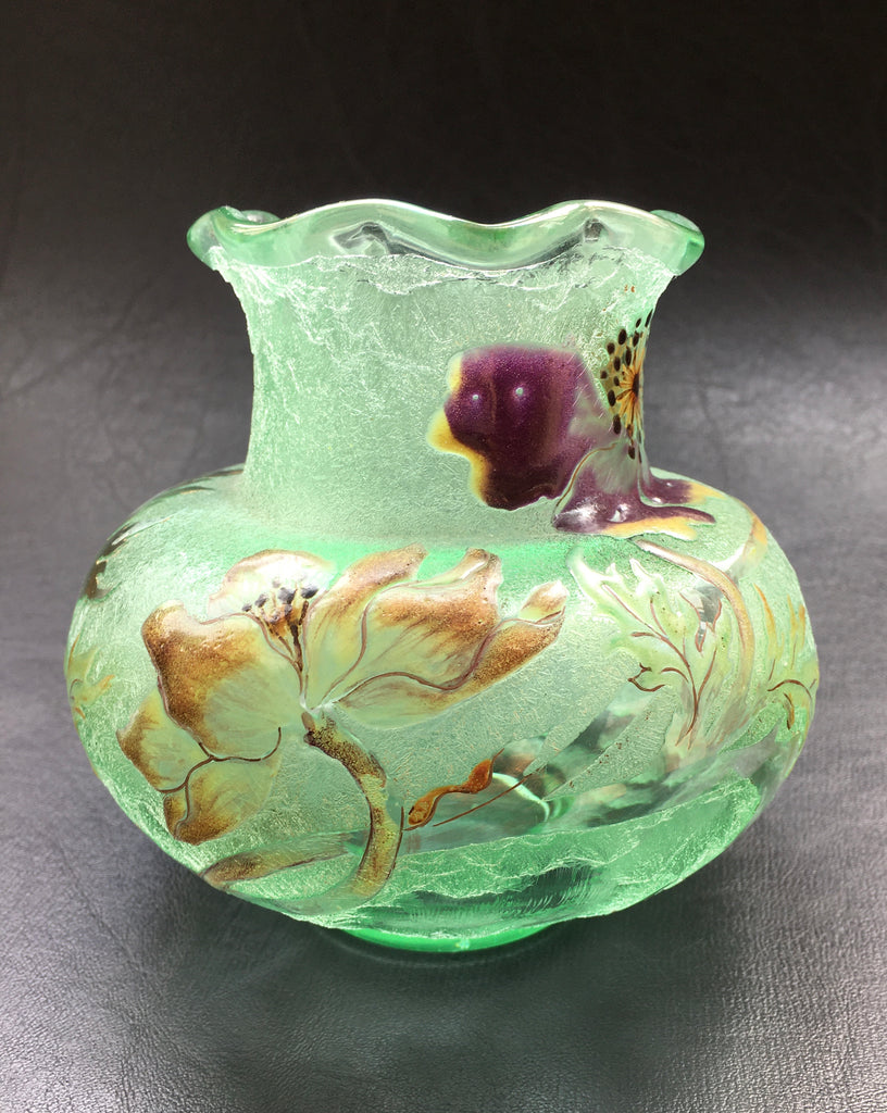 エミールガレ 初期作品 エナメルガラスの花紋花瓶 – アンティーク