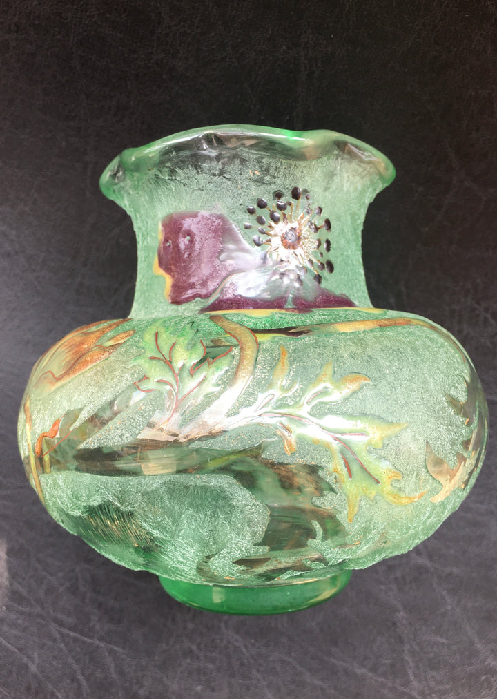 エミールガレ 初期作品 エナメルガラスの花紋花瓶