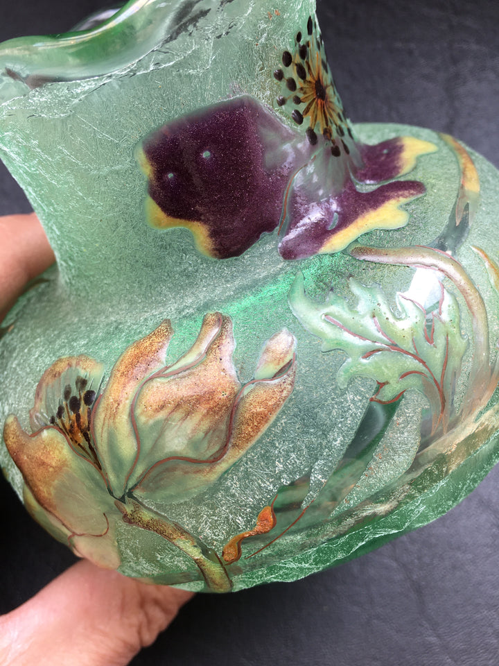 エミールガレ 初期作品 エナメルガラスの花紋花瓶