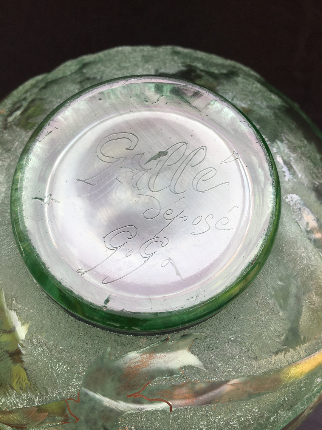 エミールガレ 初期作品 エナメルガラスの花紋花瓶のサイン