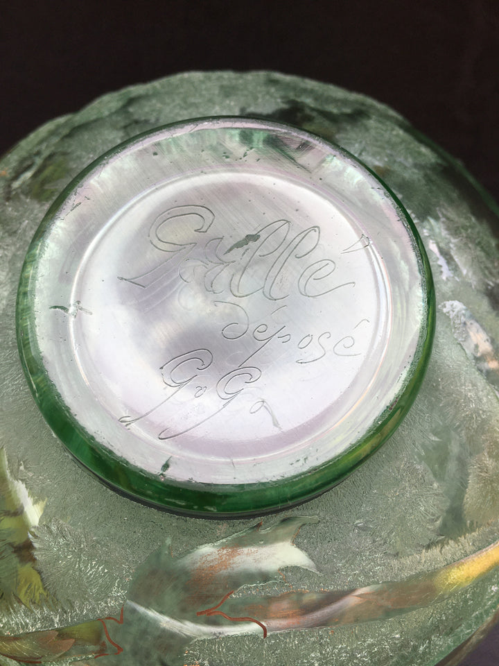 エミールガレ 初期作品 エナメルガラスの花紋花瓶のサイン